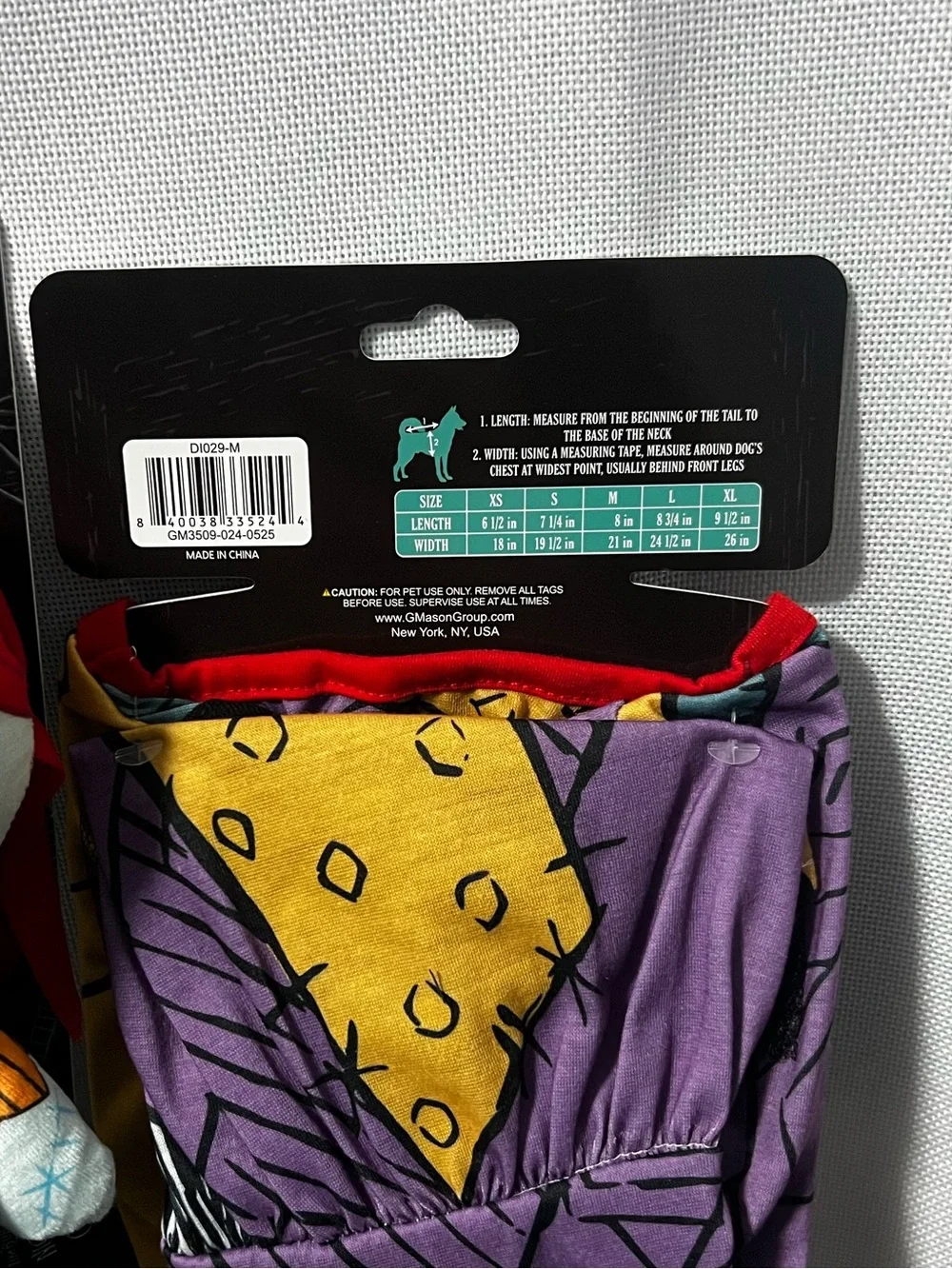 NIGHTMARE BEFORE CHRISTMAS SALLEY PET DOG TOY & DRESS HALLOWEEN Size M